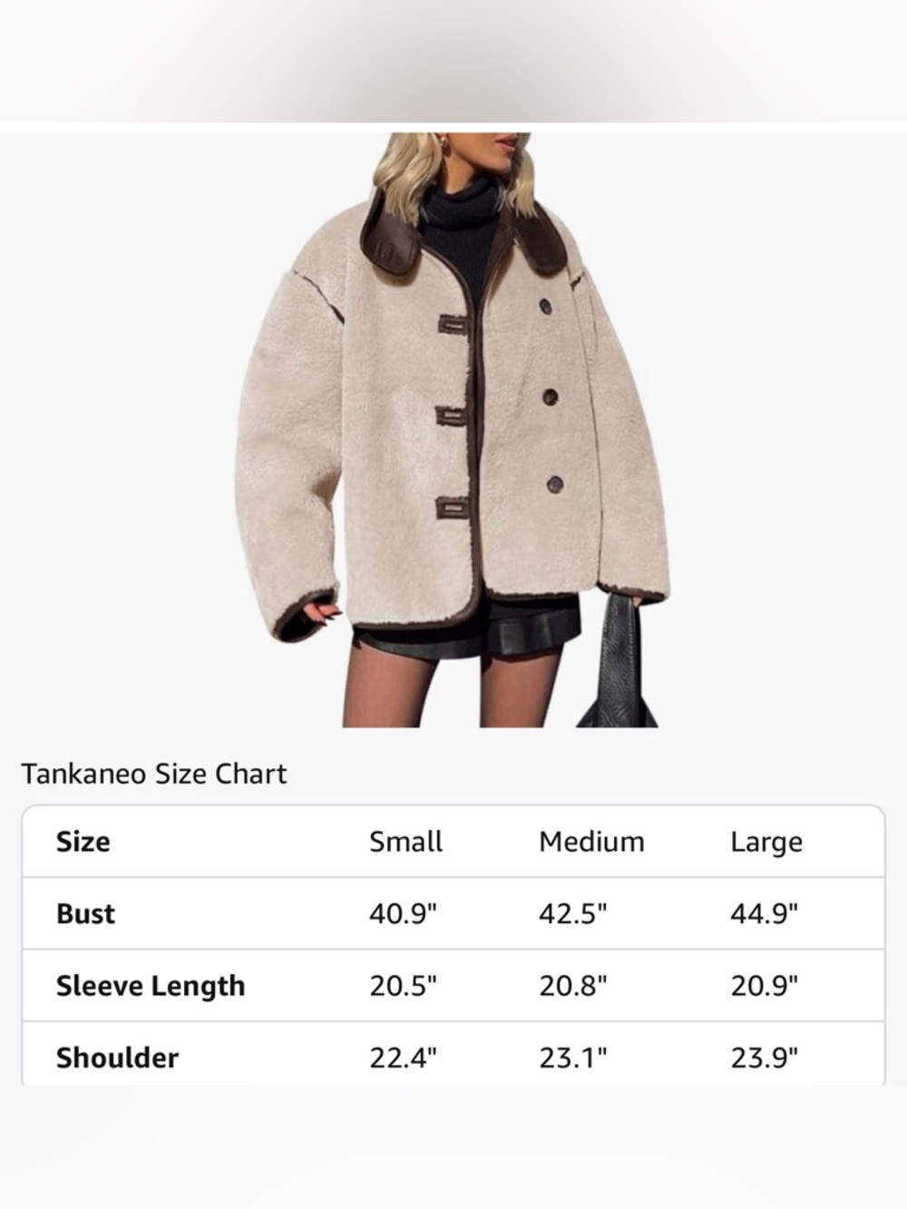 Faux Shearling Jacket Women’s Medium Beige Brown Trim Button Down NWT - Picture 7 of 9